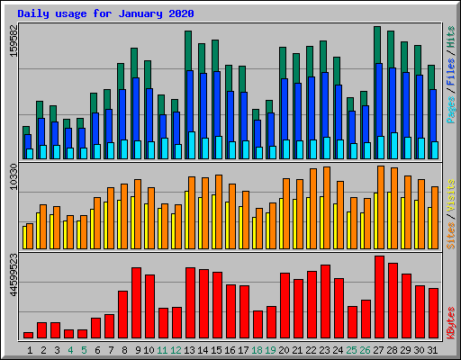 Daily usage for January 2020