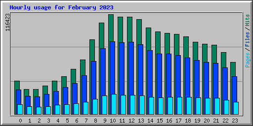 Hourly usage for February 2023